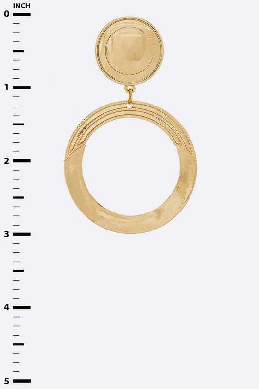 Texture Ring Drop Clip On Earrings