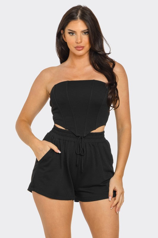 Corset Tube Top & Shorts Set