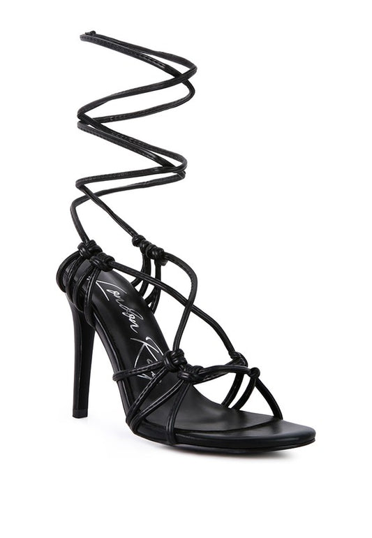 TRIXY KNOT LACE UP HIGH HEELED SANDAL