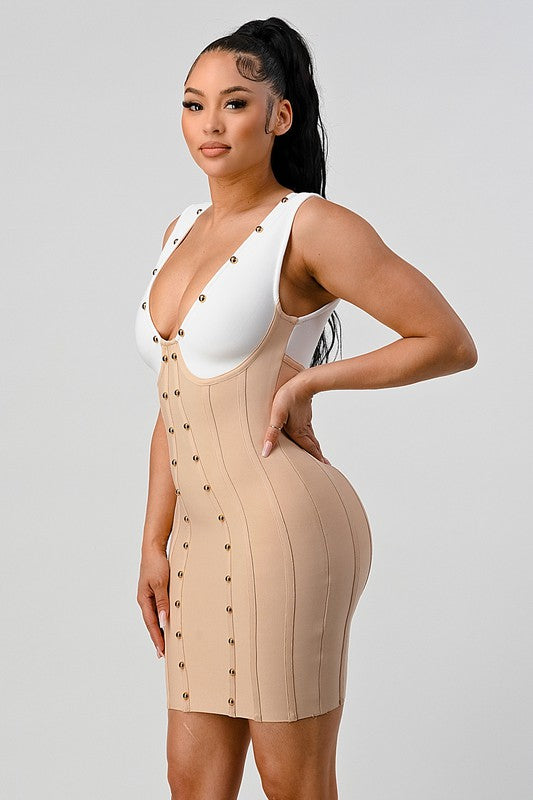 Mocha White Bandage Dress