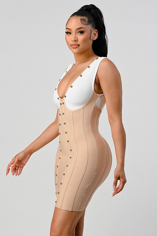 Mocha White Bandage Dress