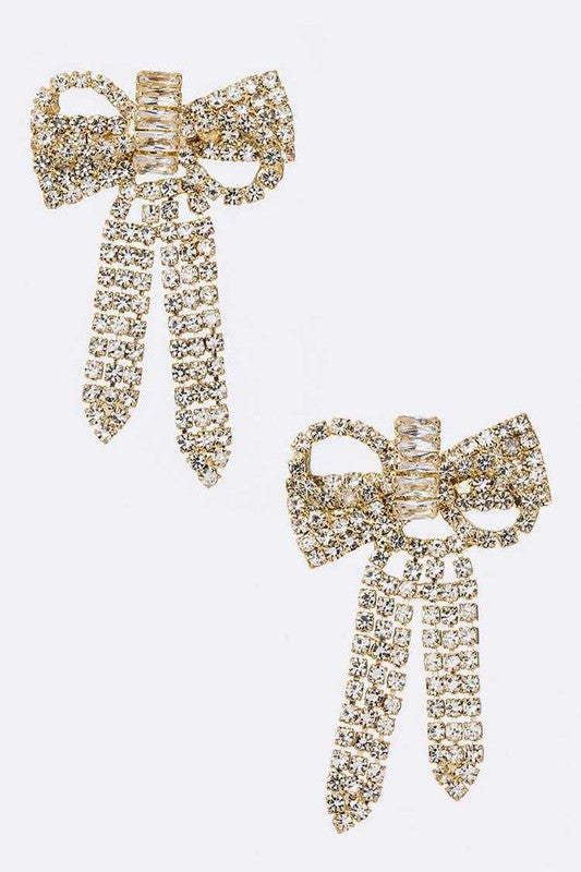 Crystal Bow Tie Statement Earrings