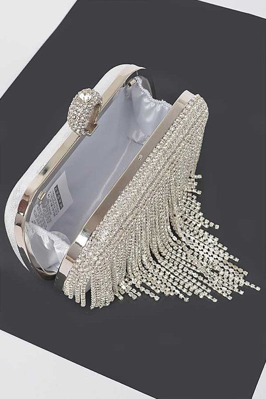 Fringe Rhinestone Convertible Clutch Bag