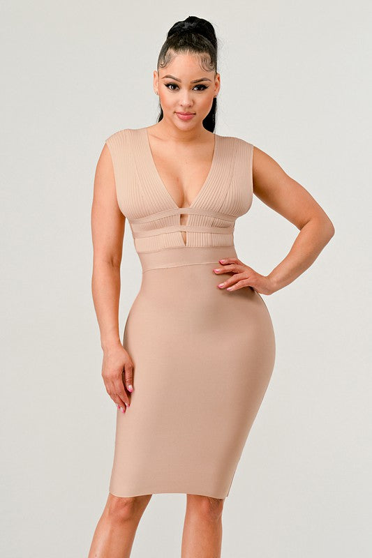 NATURALLY CHIC BANDAGE DRESS