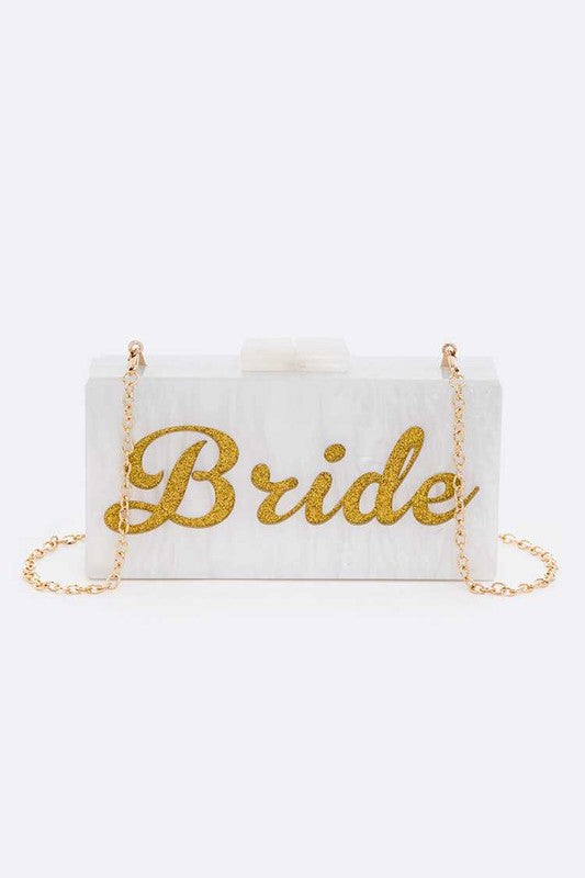 Glitter BRIDE Acrylic Box Clutch