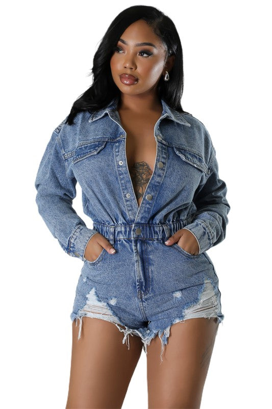 Light Wash DENIM ROMPERS