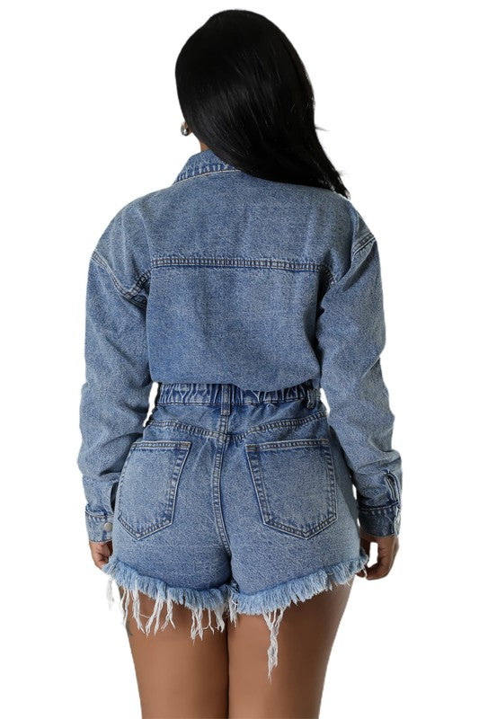 Light Wash DENIM ROMPERS