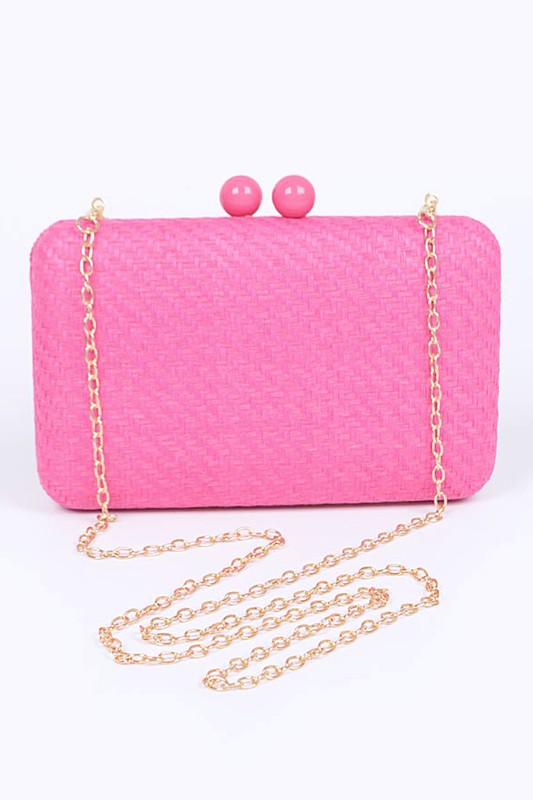 Faux Straw Iconic Box Clutch