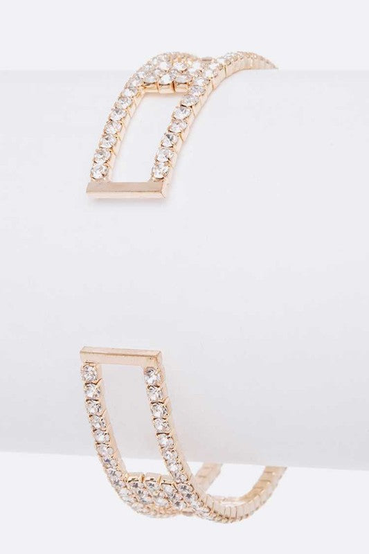 Rhinestone Designed Open Cuff