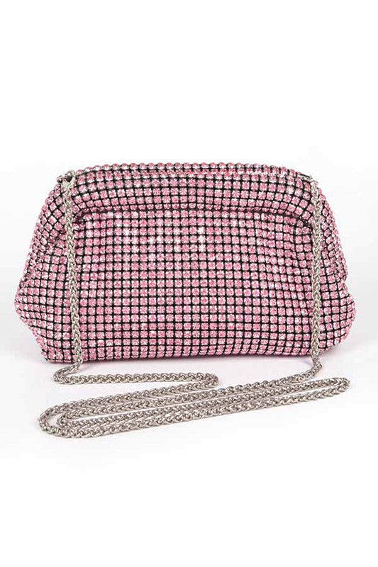 Oversize Rhinestone Convertible Soft Clutch Bag