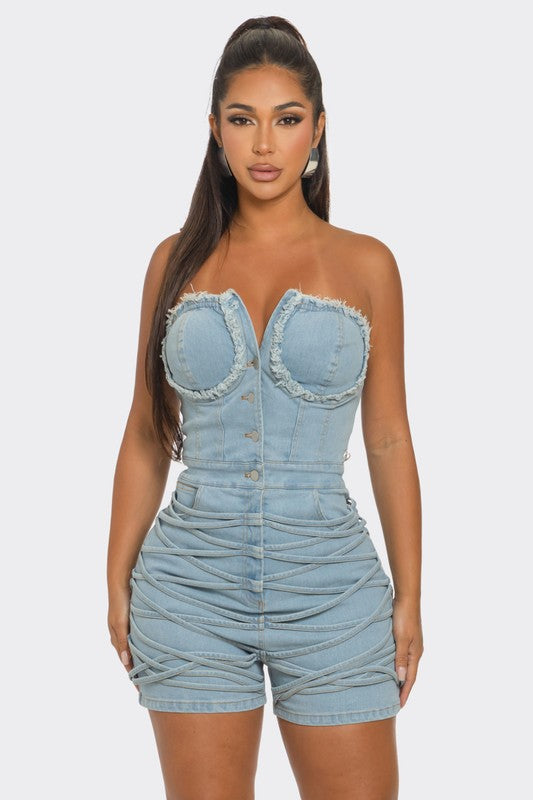 Denim Corset Romper