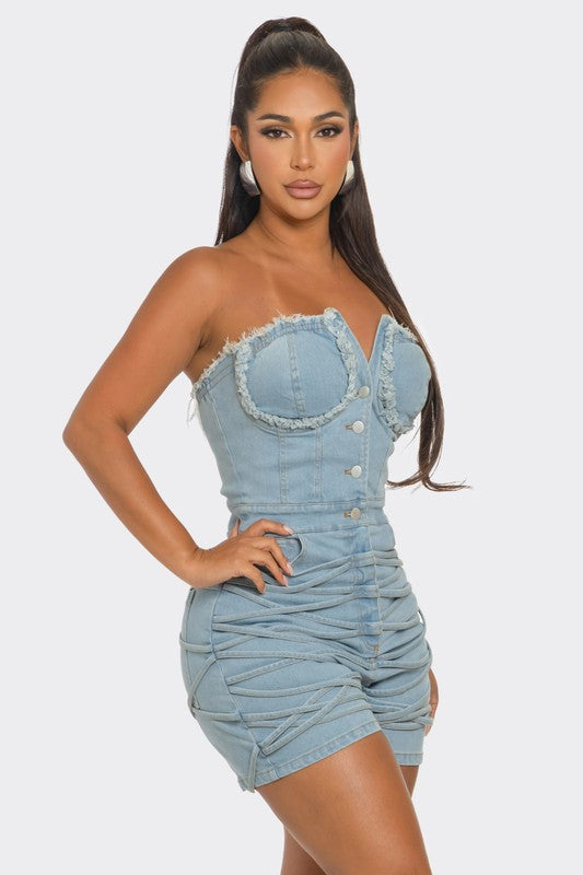 Denim Corset Romper