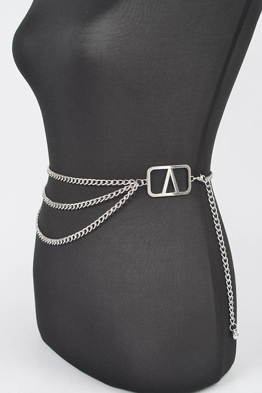 ICONIC LOGO PLAQUE FASHION CHAIN BELT