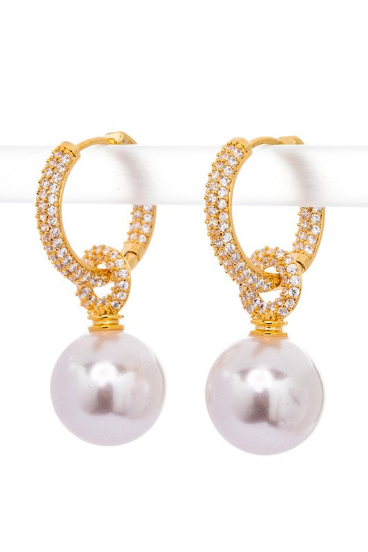 Hoop Pearl Drop Earrings