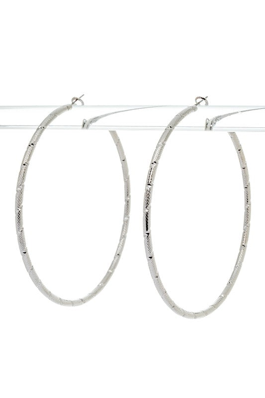 80MM Oversize Textured Skinny Hoop Earrings