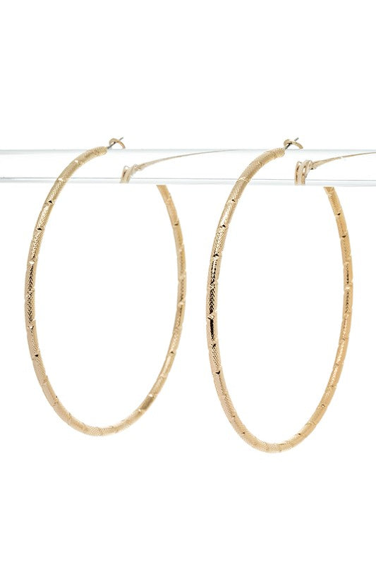 80MM Oversize Textured Skinny Hoop Earrings