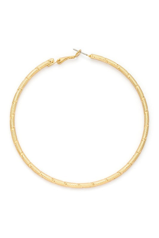 80MM Oversize Textured Skinny Hoop Earrings