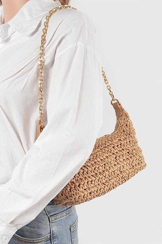 Faux Straw Fashion Shoulder Bag