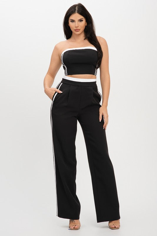 Stripe Band Top & Pants Set
