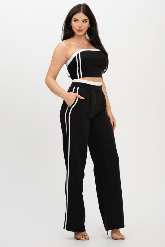 Stripe Band Top & Pants Set