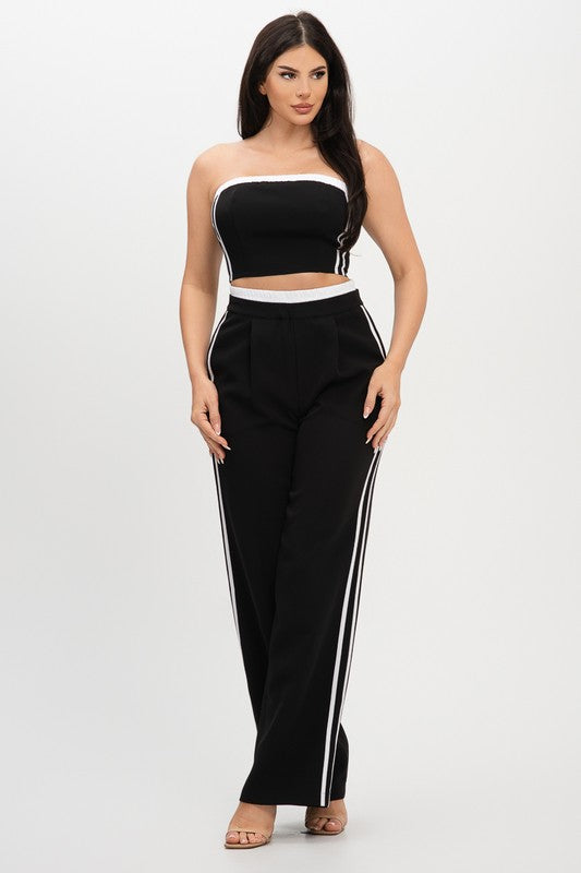 Stripe Band Top & Pants Set