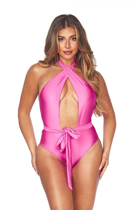 PINK HONEY ONE PIECE CRISS-CROSS